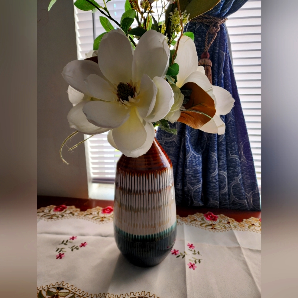 Gradient Textured Ceramic Vase, 15 in.